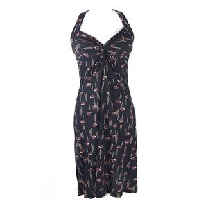 Nicole Miller dress floral rose halter front knot